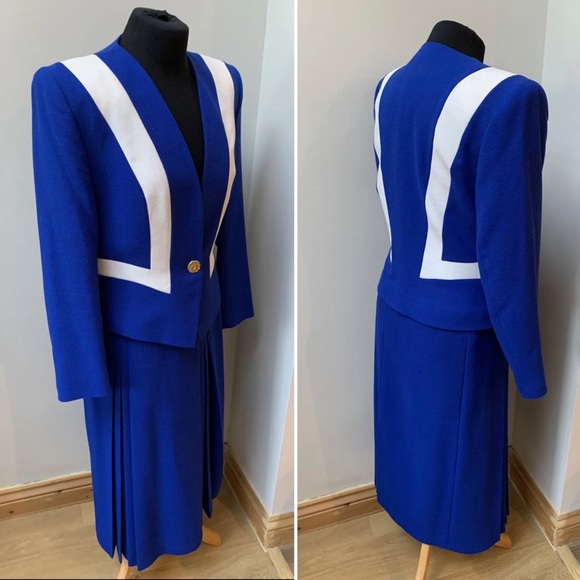 Vintage Jacques Vert cobalt blue suit fits uk 8 - Picture 7 of 9